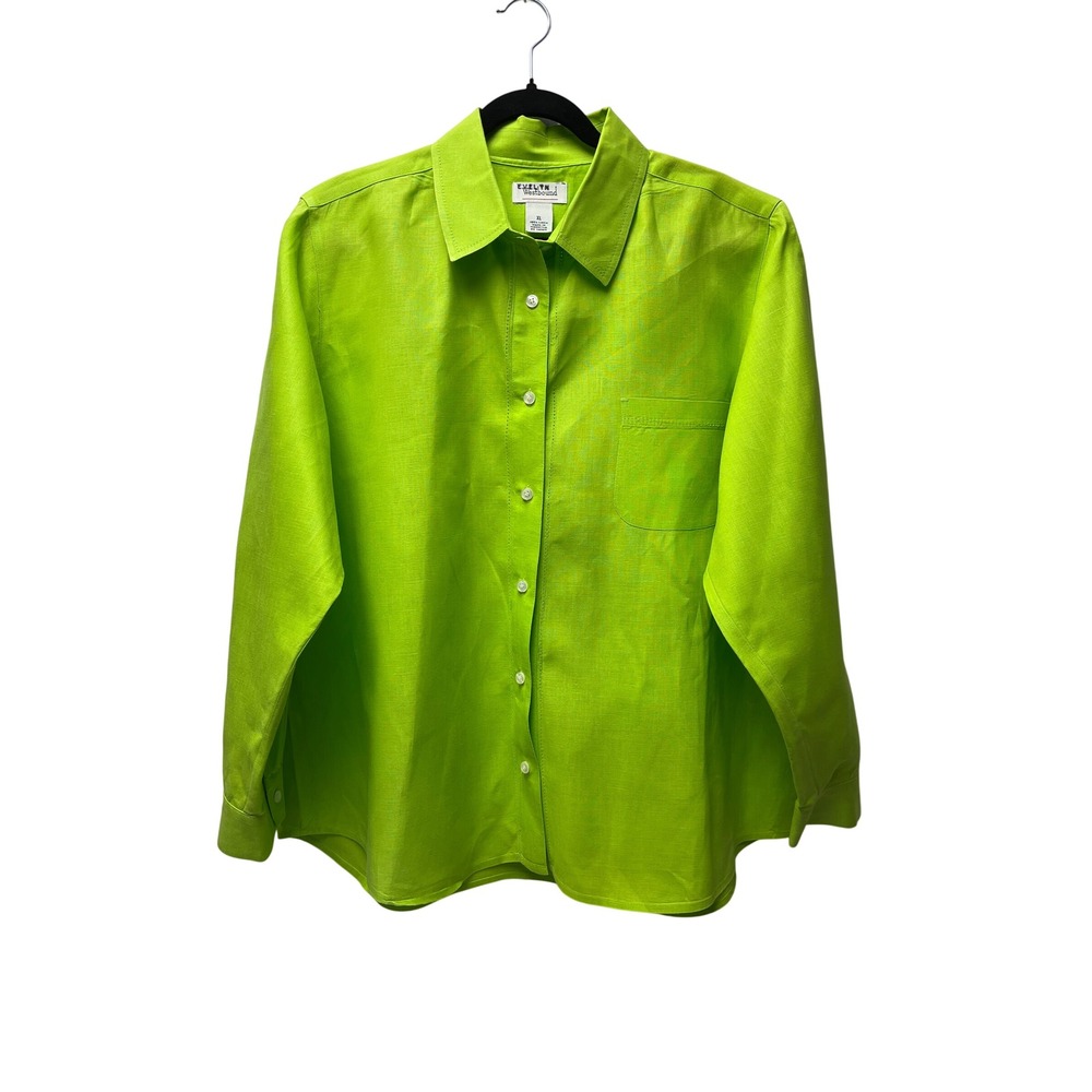 Westbound Shirt XL Lime Green Linen Neon Coastal Minimalist Resortwear Natural